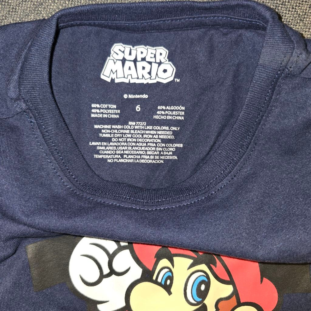 Kids Super Mario T-Shirt Navy/Red Size 4 and Size 6 Available - Picture 3 of 4